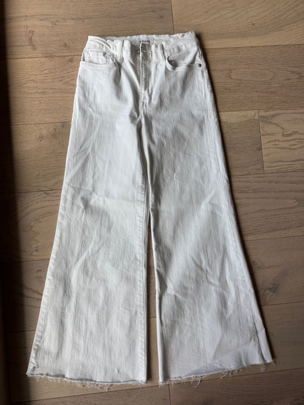 Frame Denim Women's White Wide Leg Flare Jeans